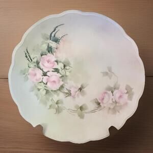 Antique Plate MZ Austria Hand Painted Porcelain Floral Gold Trim 7.75 in.
